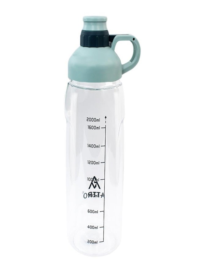 Attro Hydra Gym 2000ml Plastic Water Bottle with Easy to Carry Grip Handle & ML Mention for Daily Water Intake BPA Free Leak-Proof - Light Blue - Image 1